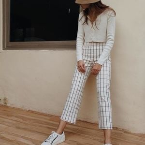 NEW Slim Emmett Wide-Leg Crop Pants in Windowpane